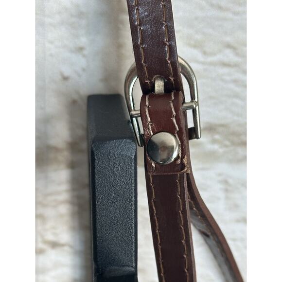 Vera Pelle Italian Leather Handbag Crossbody Blue With Brown Silvertone - Picture 12 of 16